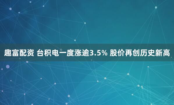 趣富配资 台积电一度涨逾3.5% 股价再创历史新高